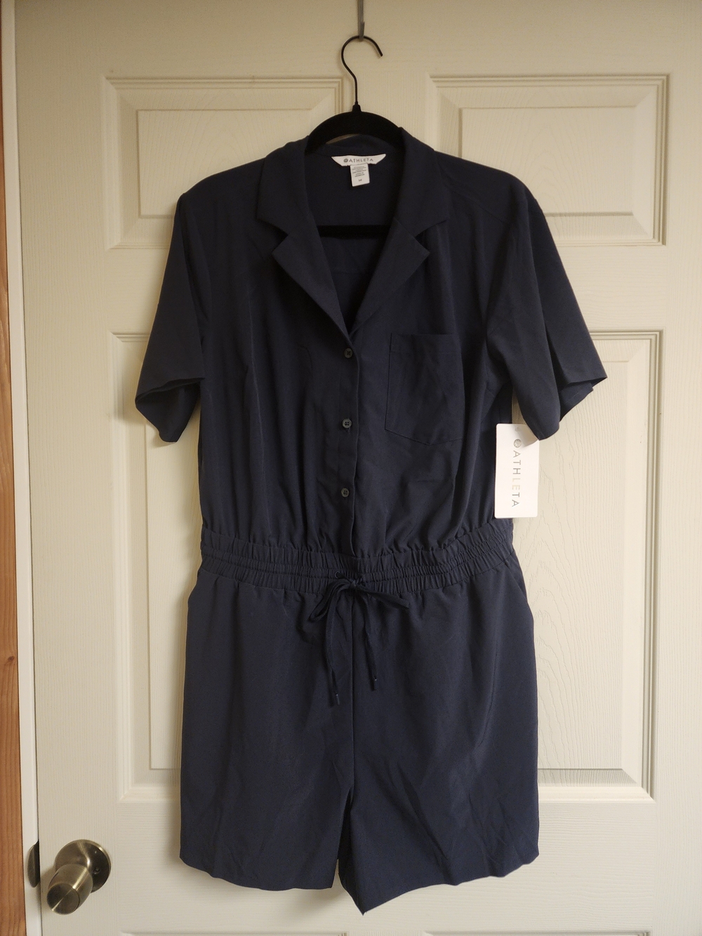 Athleta Navy Short-Sleeve Romper